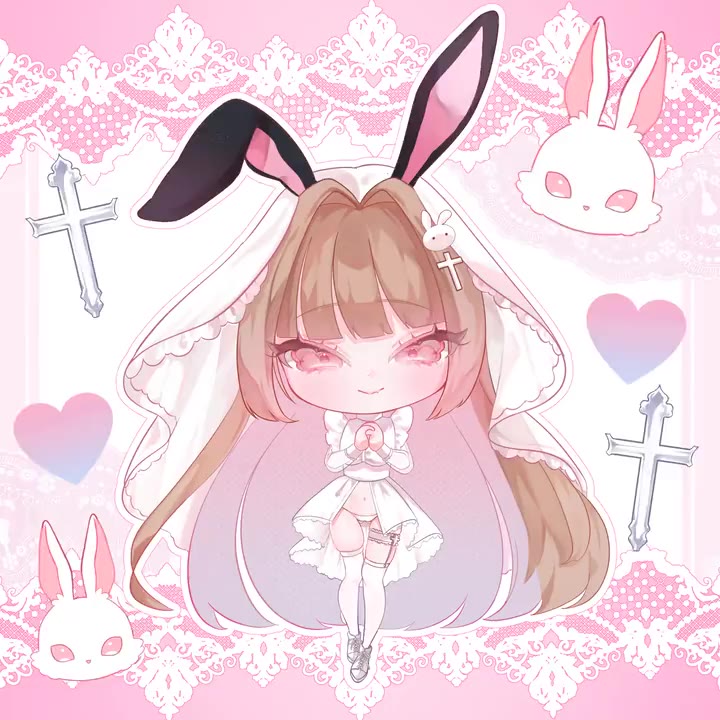 ぴえちゃん chibi Sister Bunny outfit motion poster